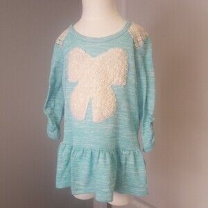Lily Bleu Green Heathered Bow Lace Top Ruffle